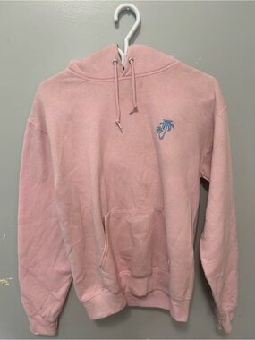 Boathouse Pink Pullover Hoodie with Blue Palm Tree Embroidery